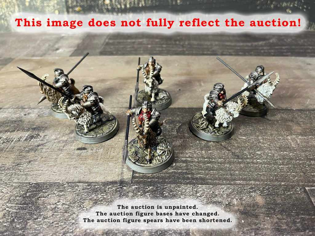 3 Iron Hills Dwarves Goat Riders Miniatures Middle Earth LOTR D&D Warhammer Dwarf