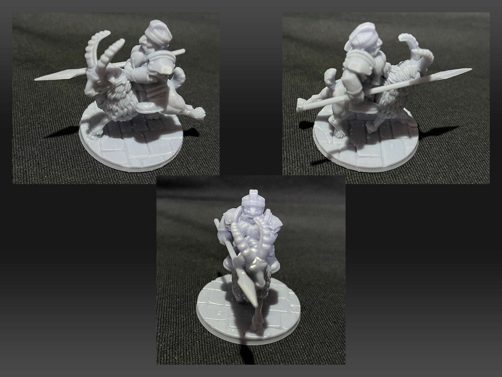3 Iron Hills Dwarves Goat Riders Miniatures Middle Earth LOTR D&D Warhammer Dwarf