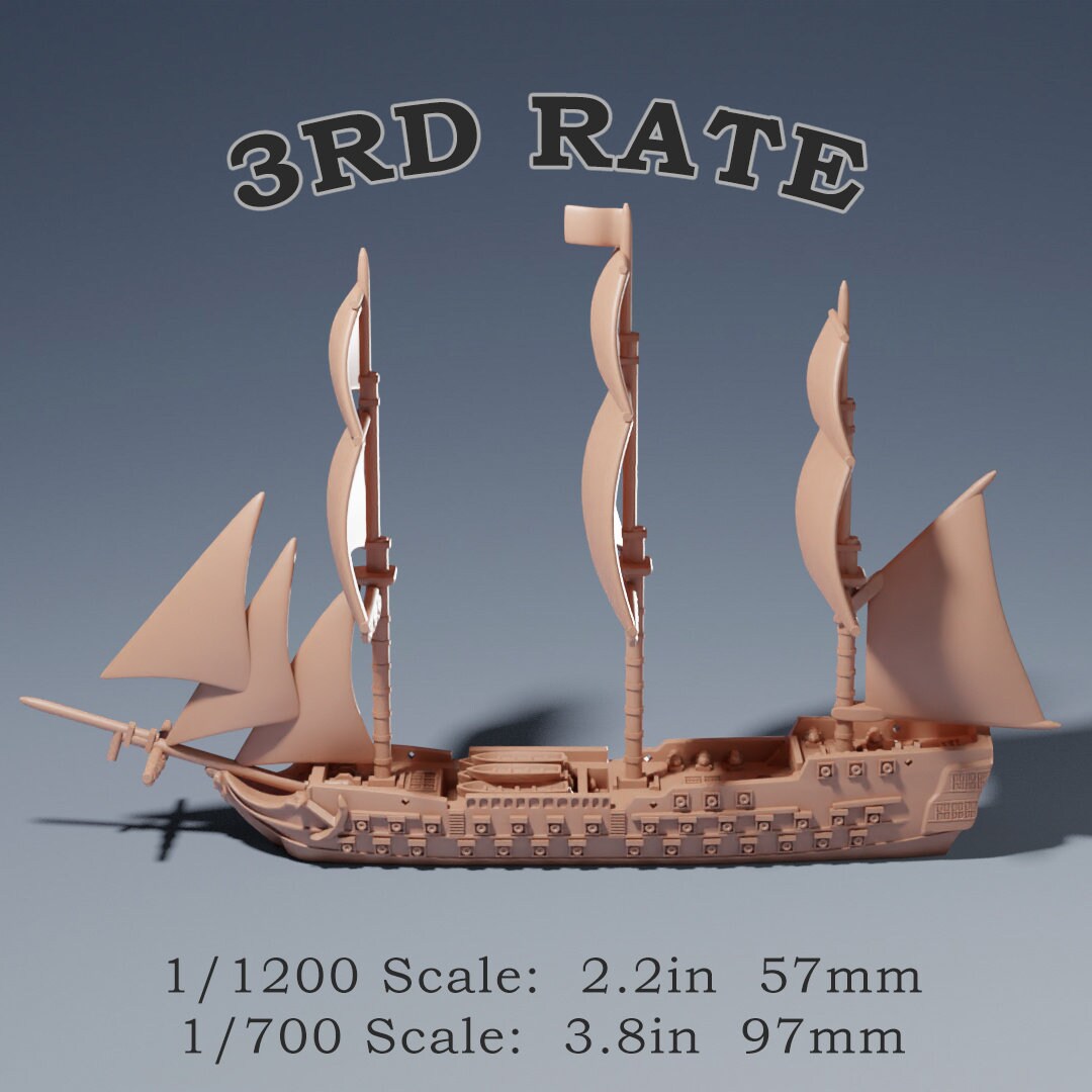 3rd Rate Squadron Sailing Ship Miniatures 1/1200 | Models | Warship | Vessels | Black Seas