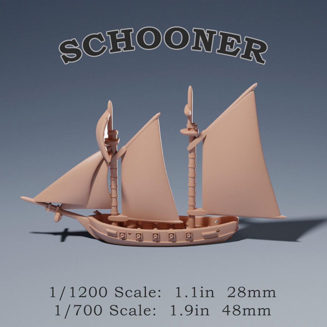 Brig Schooner Sloop Cutter Gunship 1/1200 | 5 Miniature Ships