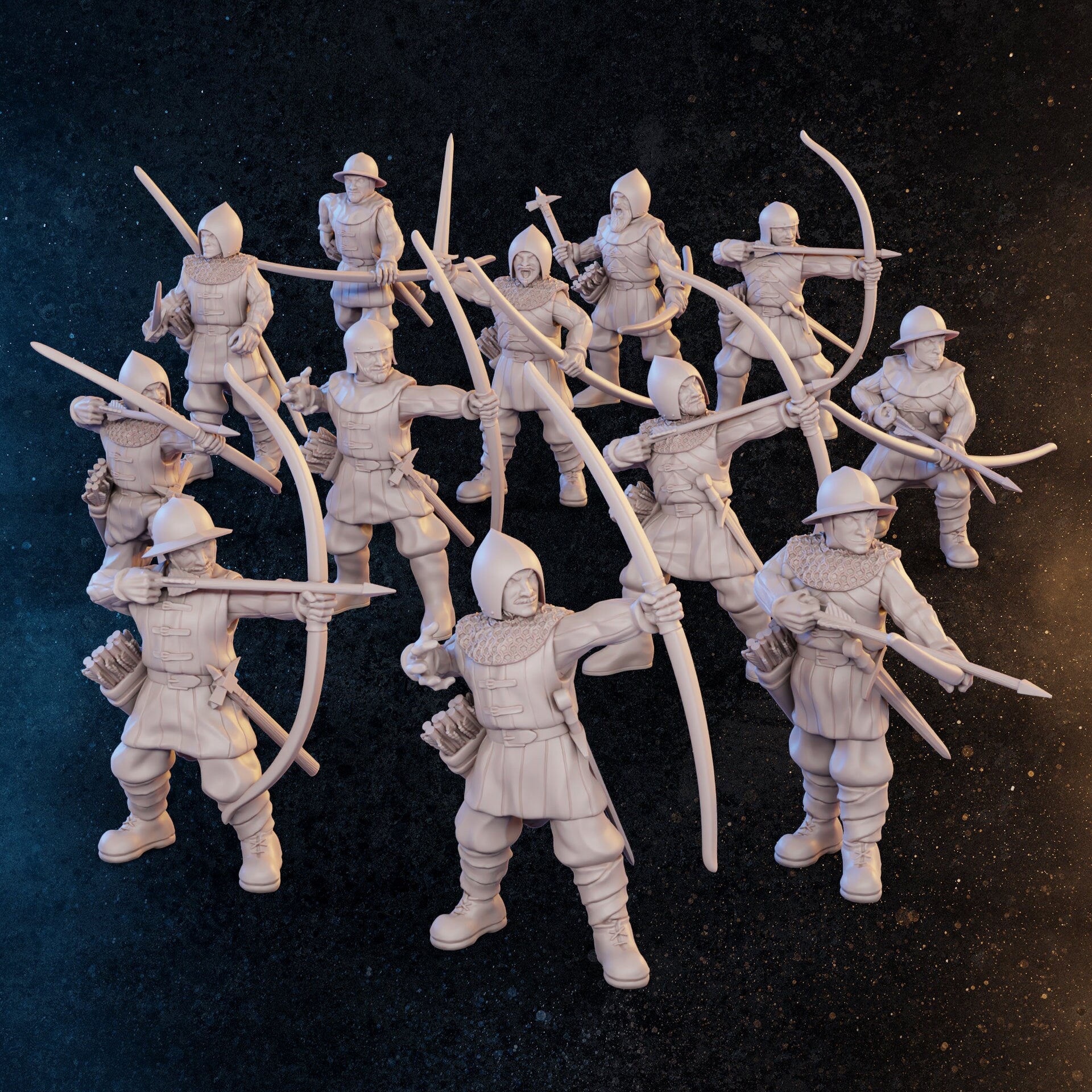 Late Medieval Era Rangers Archers Crossbowmen | 24 Miniatures