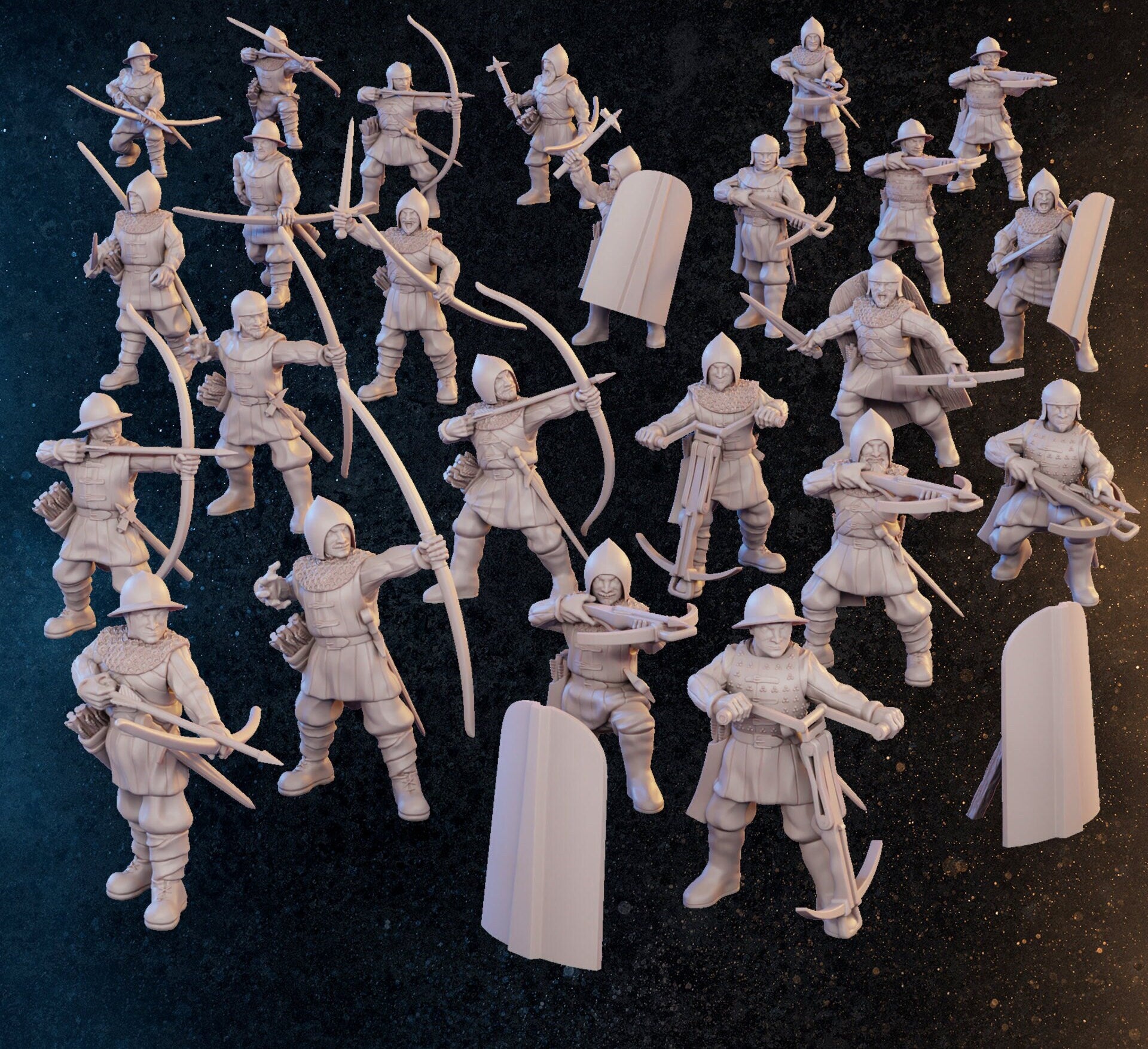 Late Medieval Era Rangers Archers Crossbowmen | 24 Miniatures