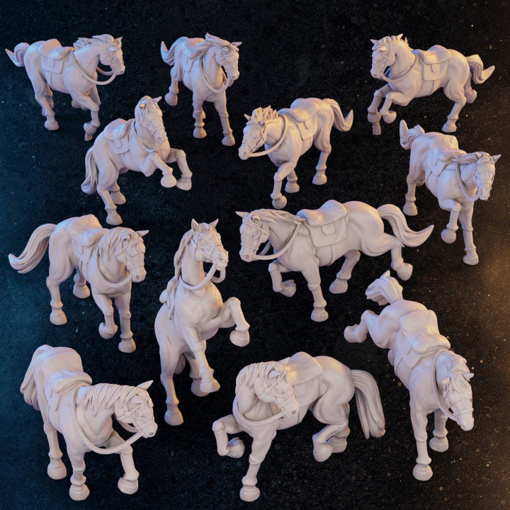 24 Horse Miniatures Set