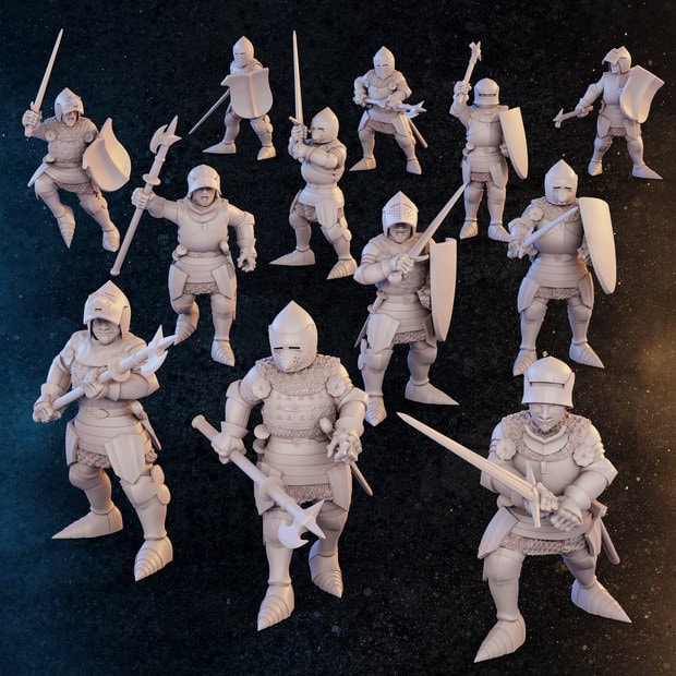 Late Medieval Knights on Foot | 12 Miniatures