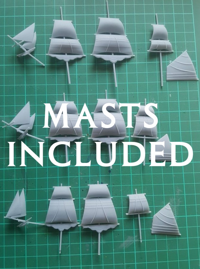17th & 18th Century US Fleet | 8 Ships | Scales 1/700 Through 1/1200 | Turner Miniatures