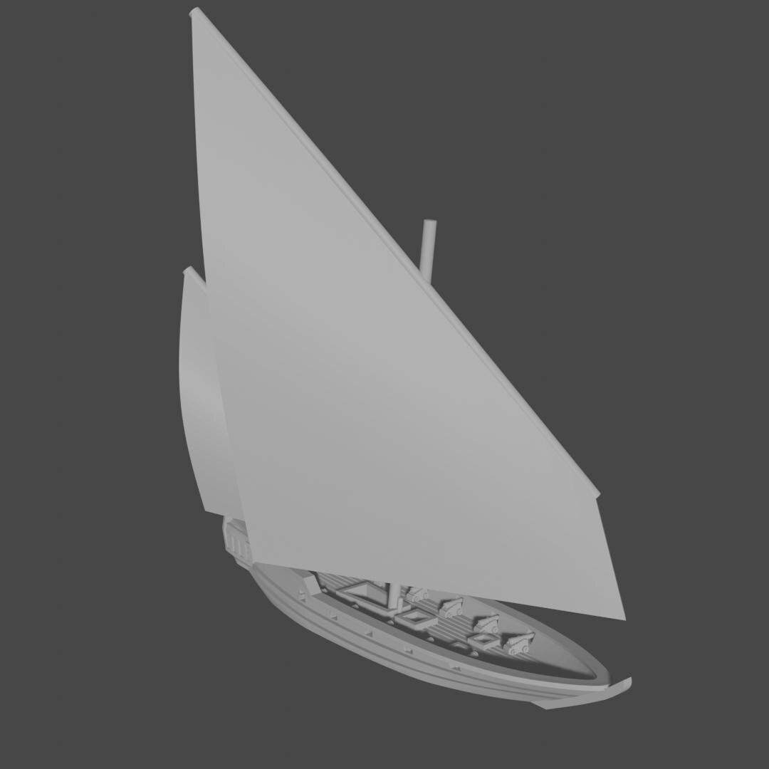 Large 5.2 Inch Dhow ship miniature | Scale 1/350 | Turner Miniatures