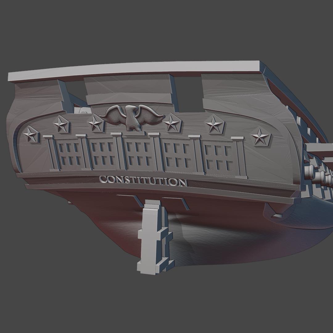 Large USS Constitution | 18th Century Heavy Frigate Ship Miniature | 2" to 9.5" Hull | Turner Miniatures